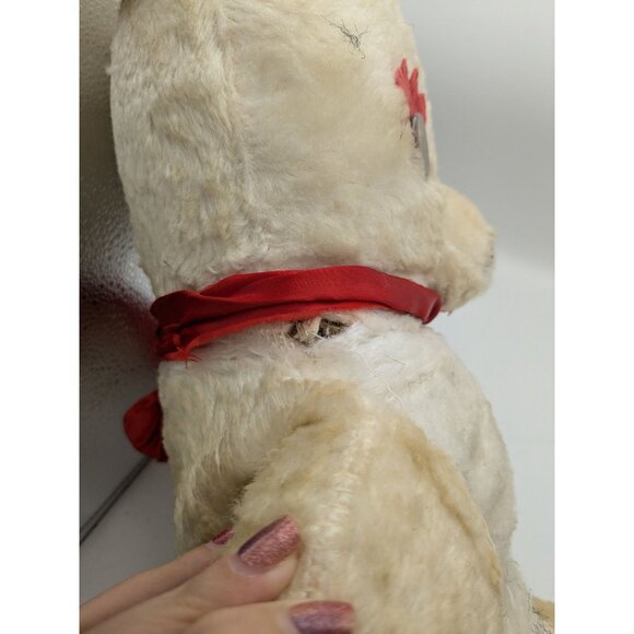 Vintage Columbia Toy White And Red Bear Panda Stuffed Animal 26" - Picture 3 of 6